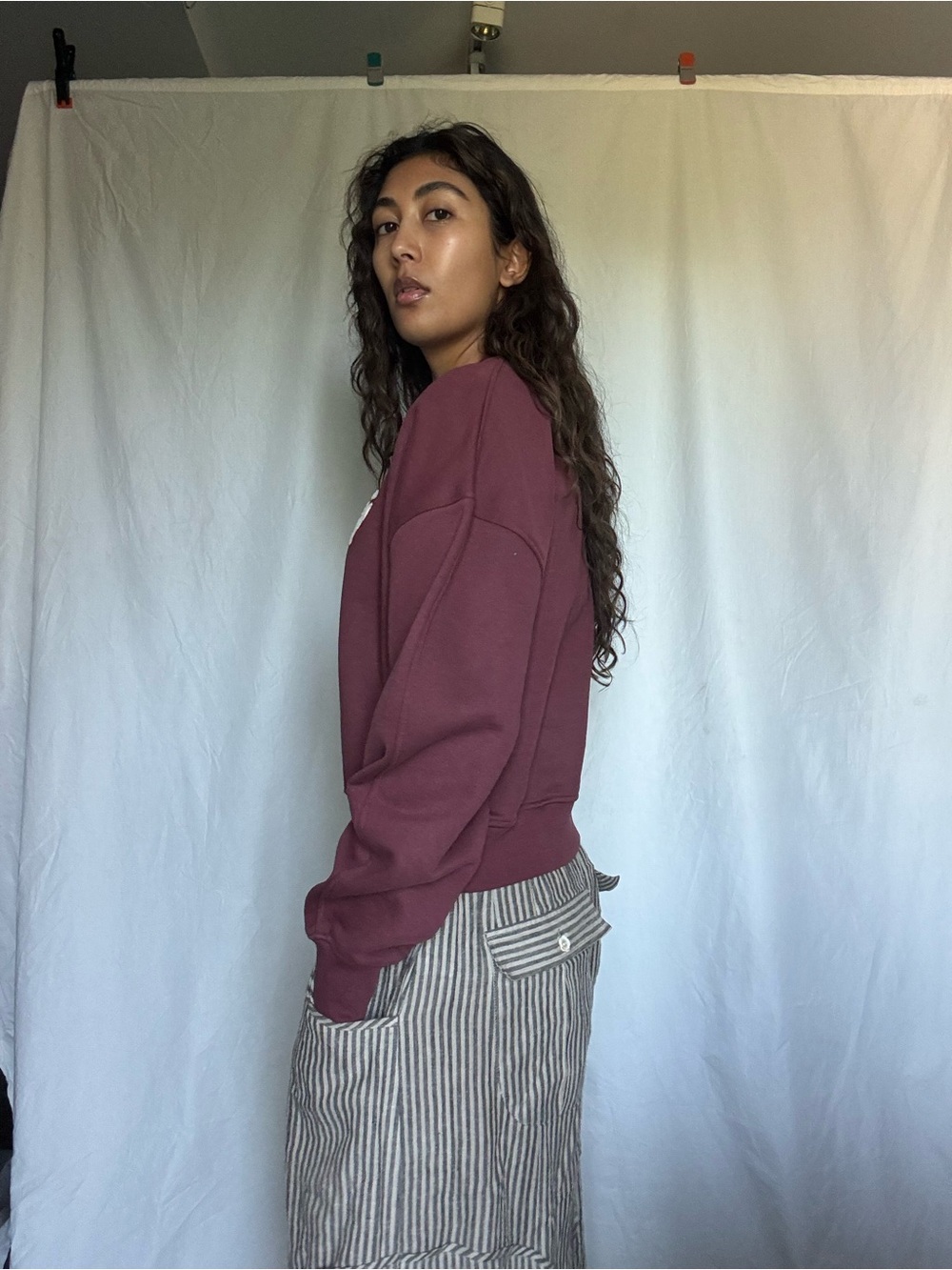 Ganni Maroon Crewneck Sweatshirt with White Logo - Picture 3 of 9